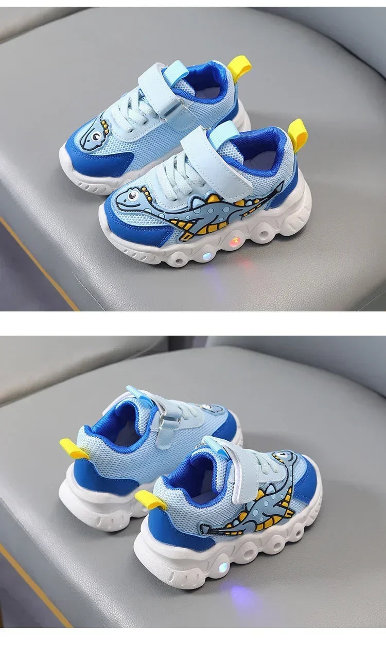 Zapatillas LED informales con bonitos dibujos para niños, zapatos para niñas, zapatos de iluminación transpirables de malla, zapato iluminado para bebés