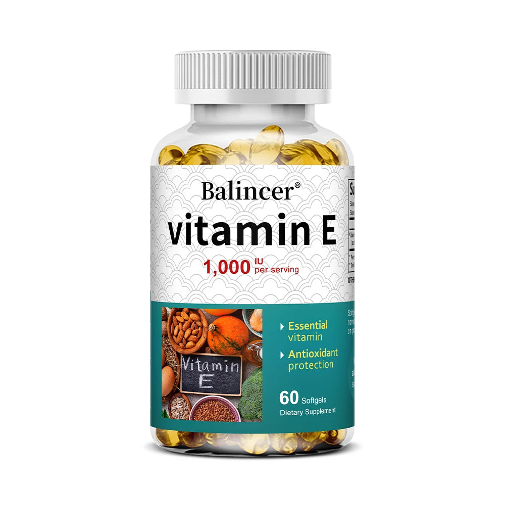 Suplemento de vitamina E, 1000 UI por servicio, potente antioxidante, apoya la piel, el corazón, el cerebro y el sistema inmunológico: sin OGM