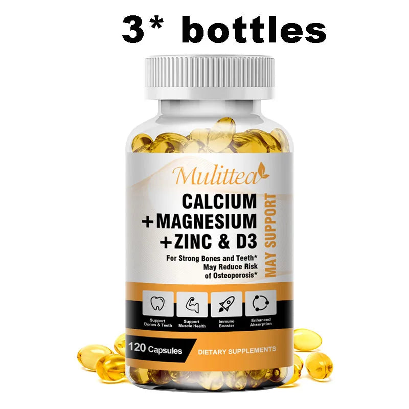 Mulittea-cápsulas de Zinc y magnesio de calcio con vitamina D3 para huesos fuertes y sistema nervioso, salud y promueve el crecimiento celular