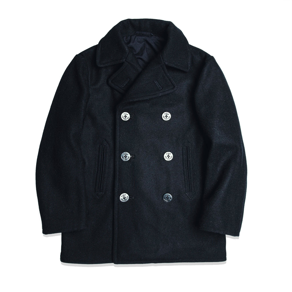 Peacoat Red Tornado 740 en negro, abrigo vintage de mezcla de lana de longitud media con doble botonadura para hombre, chaqueta cálida de invierno