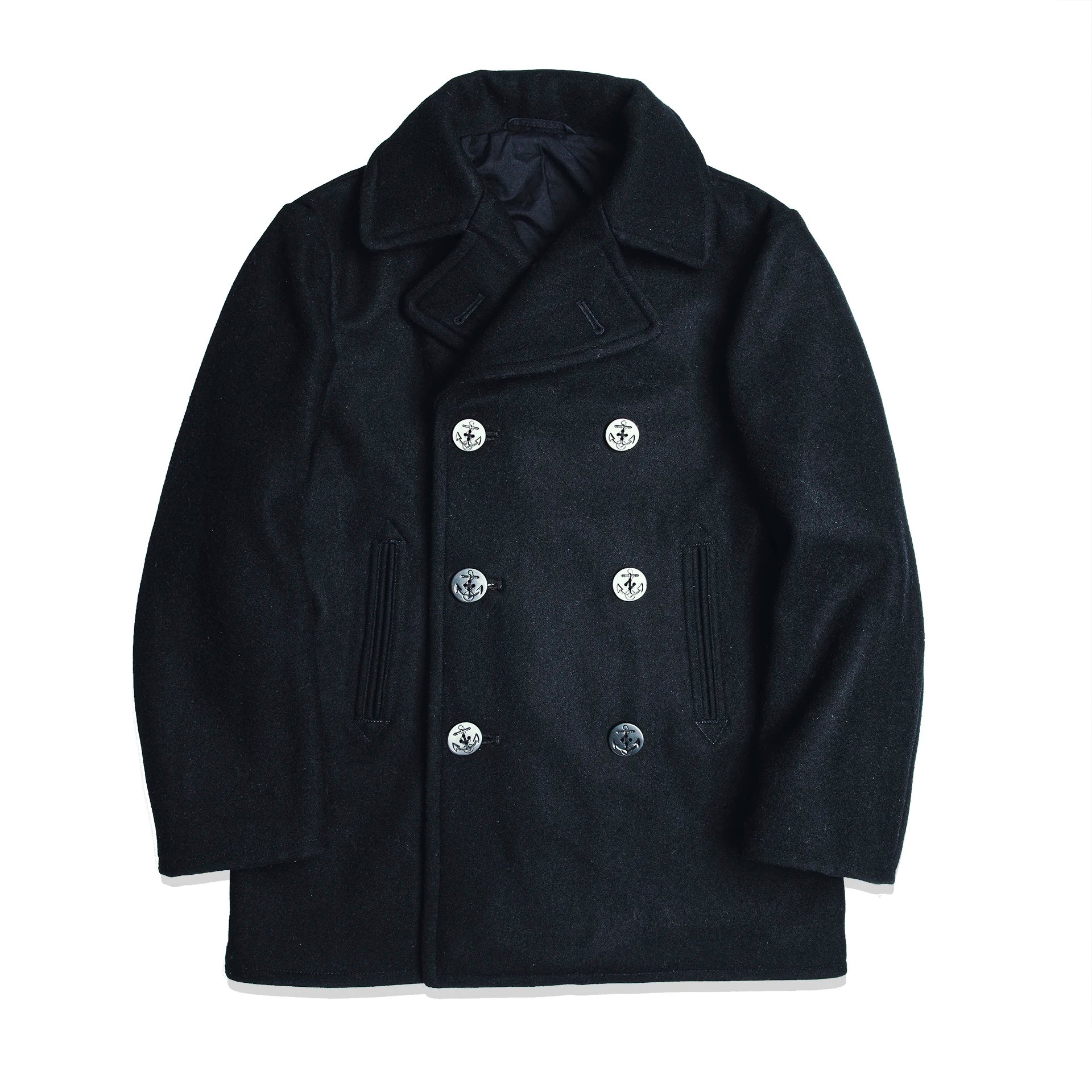 Peacoat Red Tornado 740 en negro, abrigo vintage de mezcla de lana de longitud media con doble botonadura para hombre, chaqueta cálida de invierno