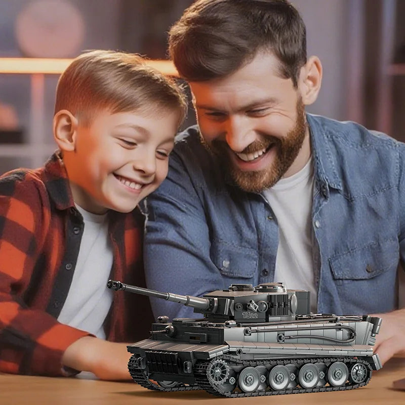 WW2 militar 1/28 escala Franz Staudegger Tiger tanque pesado conjunto de bloques de construcción guerra mundo 2 tanques de tigre modelo juguetes para niños regalos