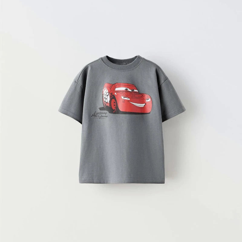 Camisetas de dibujos animados de coche, Tops para niño, ropa de moda de verano para niños, ropa de manga corta, camisetas con estampado, camiseta informal holgada