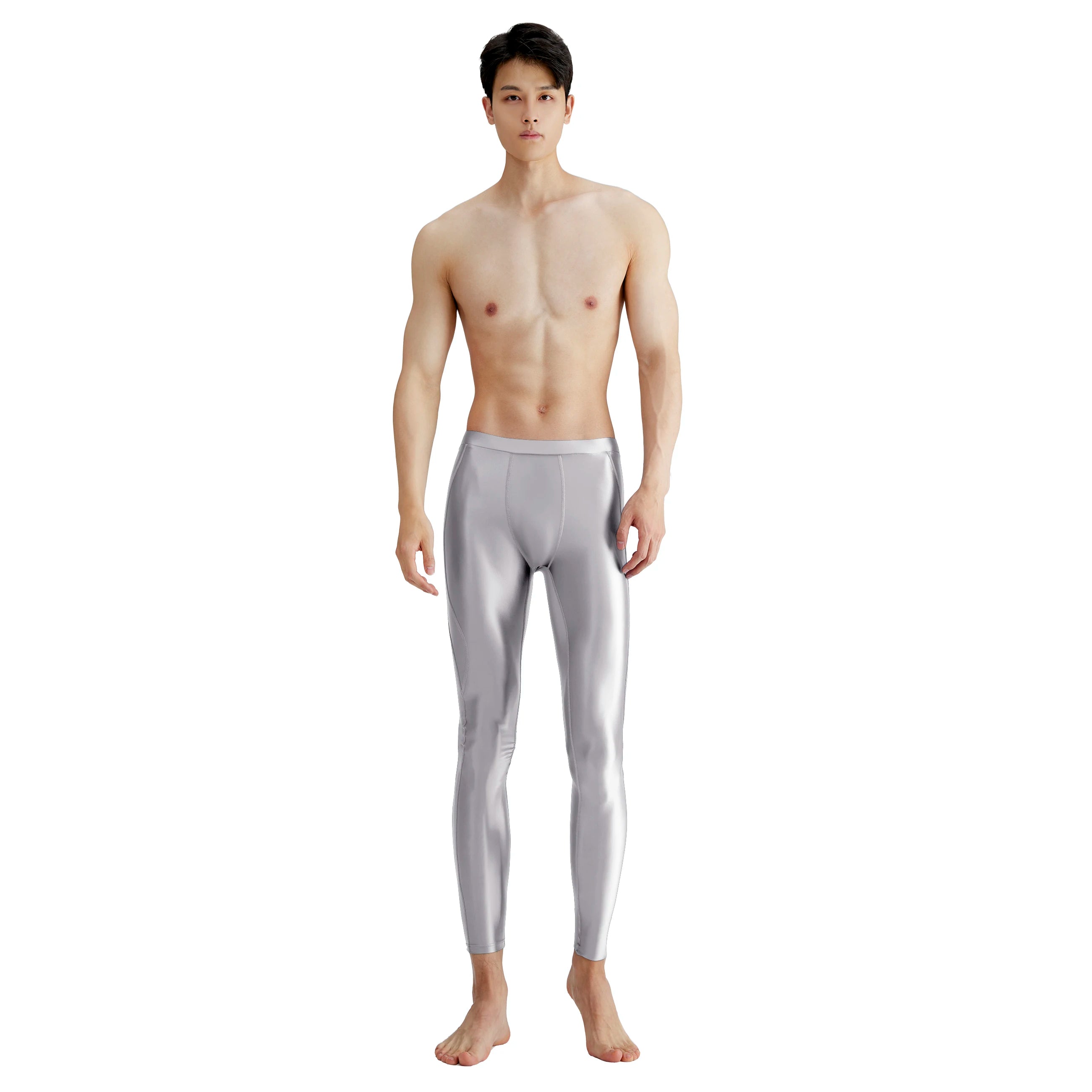 AMORESY-mallas deportivas de satén para hombre, pantalones elásticos de cintura alta, transpirables, de secado rápido, para correr y Yoga