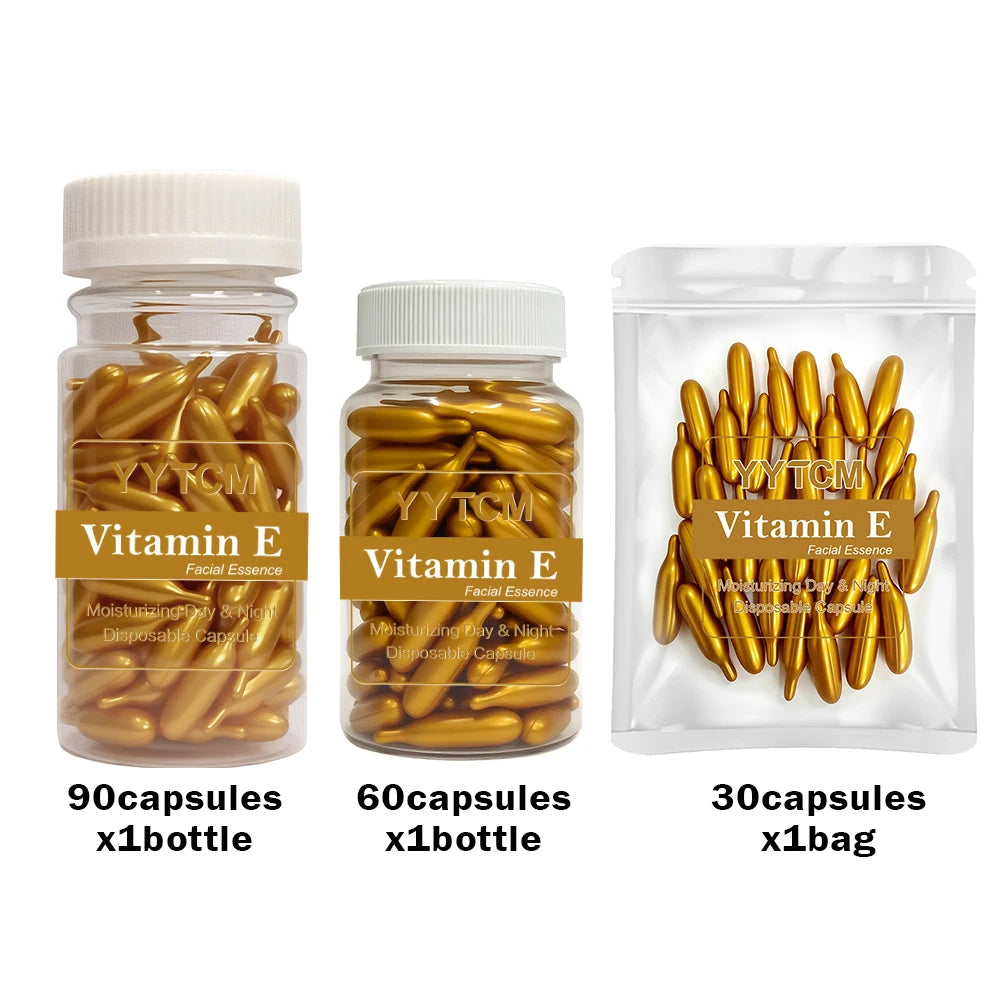 Cápsulas de Suero de Vitamina E, Cápsulas de Esencia de Un Solo Uso, Hidratantes y Humectantes para la Piel Facial, 90 Cápsulas/Botella - 1 Botella