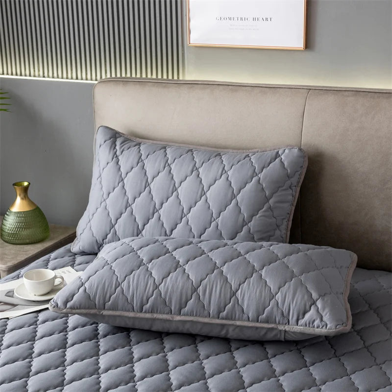 Funda de almohada impermeable acolchada de algodón cepillado, juego de una sola pieza/2 piezas, funda de almohada suave y transpirable para dormitorio y cama