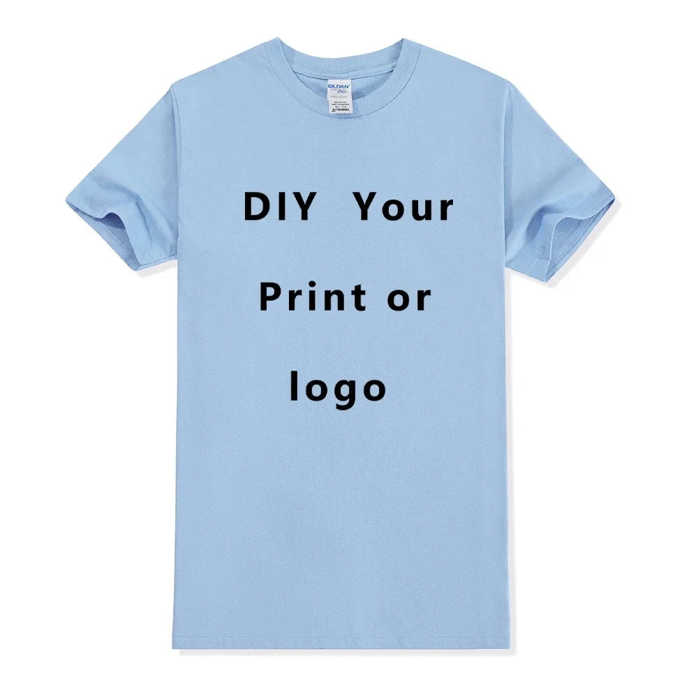 Camisa de manga corta de Color sólido con cuello redondo de algodón puro 100%, libre para agregar su propio diseño, camiseta informal suave, camiseta personalizada