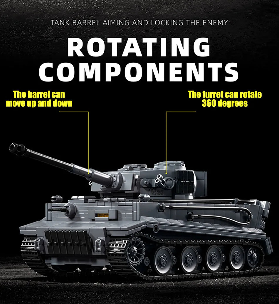 WW2 militar 1/28 escala Franz Staudegger Tiger tanque pesado conjunto de bloques de construcción guerra mundo 2 tanques de tigre modelo juguetes para niños regalos