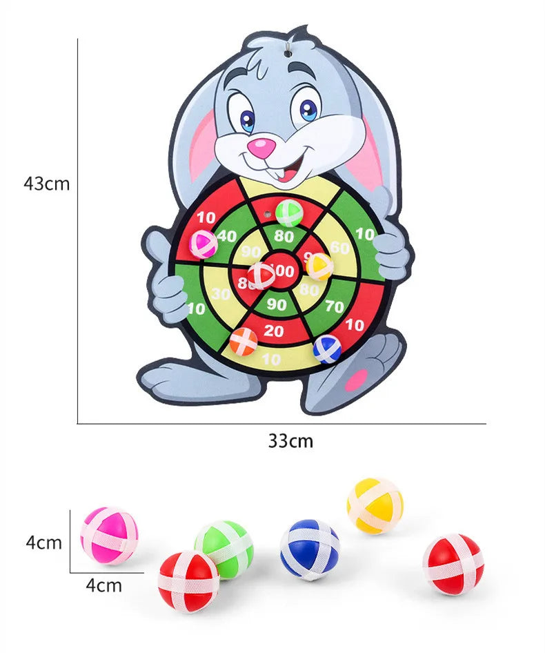 Juguetes Montessori para niños de 2 a 4 años, tablero de dardos de animales de dibujos animados, bola adhesiva, juguetes educativos interactivos familiares para bebés