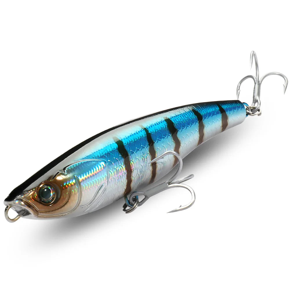 Señuelo tipo lápiz que se hunde, 53g, 10,5 cm, anzuelo Popper para agua salada, Swimbait, Pesca de fundición larga, Wobbler, Pesca en el mar, Crankbait Gear, cebo de silicona