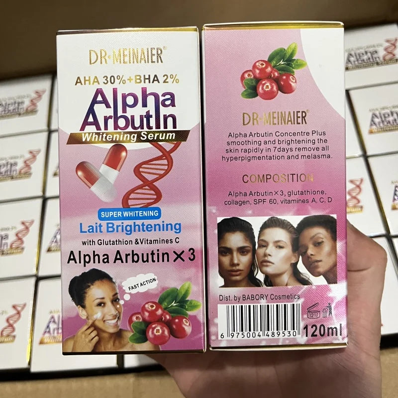 120ml SUPER AHA 30%+BHA2% Alpha Arbutin X 3 Suero facial Iluminador de leche con glutatión y vitamina C Crema