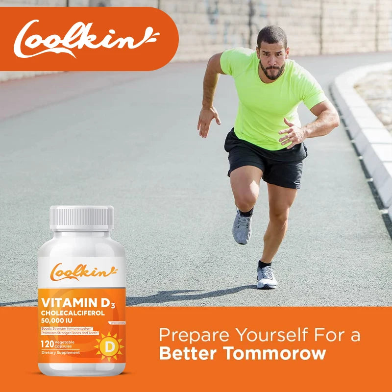 Vitamina D3 50000IU: salud muscular, huesos fuertes y salud del sistema nervioso, apoyo a la inmune