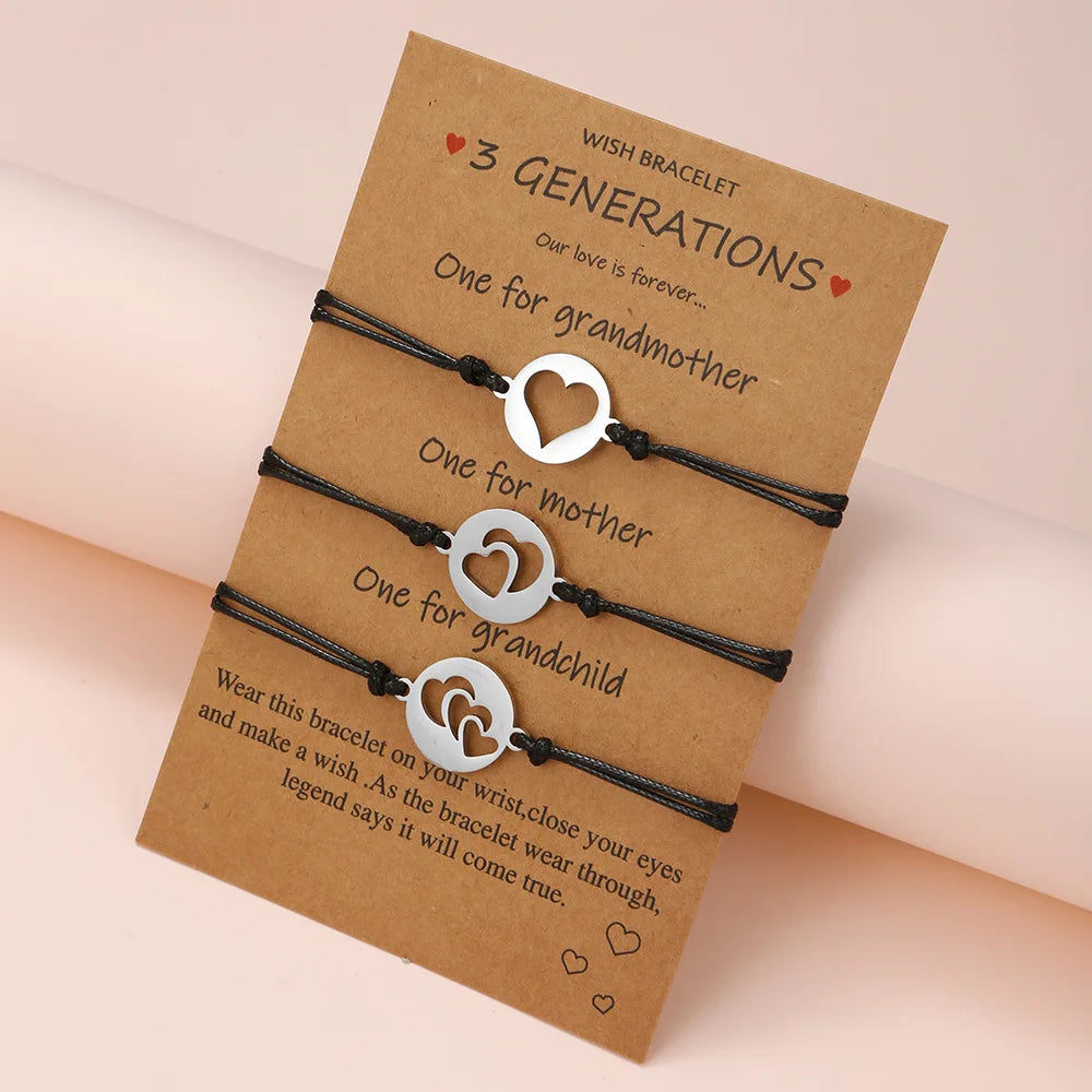 Pulsera de pareja para mujer, cadena de cuerda trenzada hecha a mano, corazón de madre e hija, pulseras con dijes, regalo de joyería de hermana de la amistad de la suerte