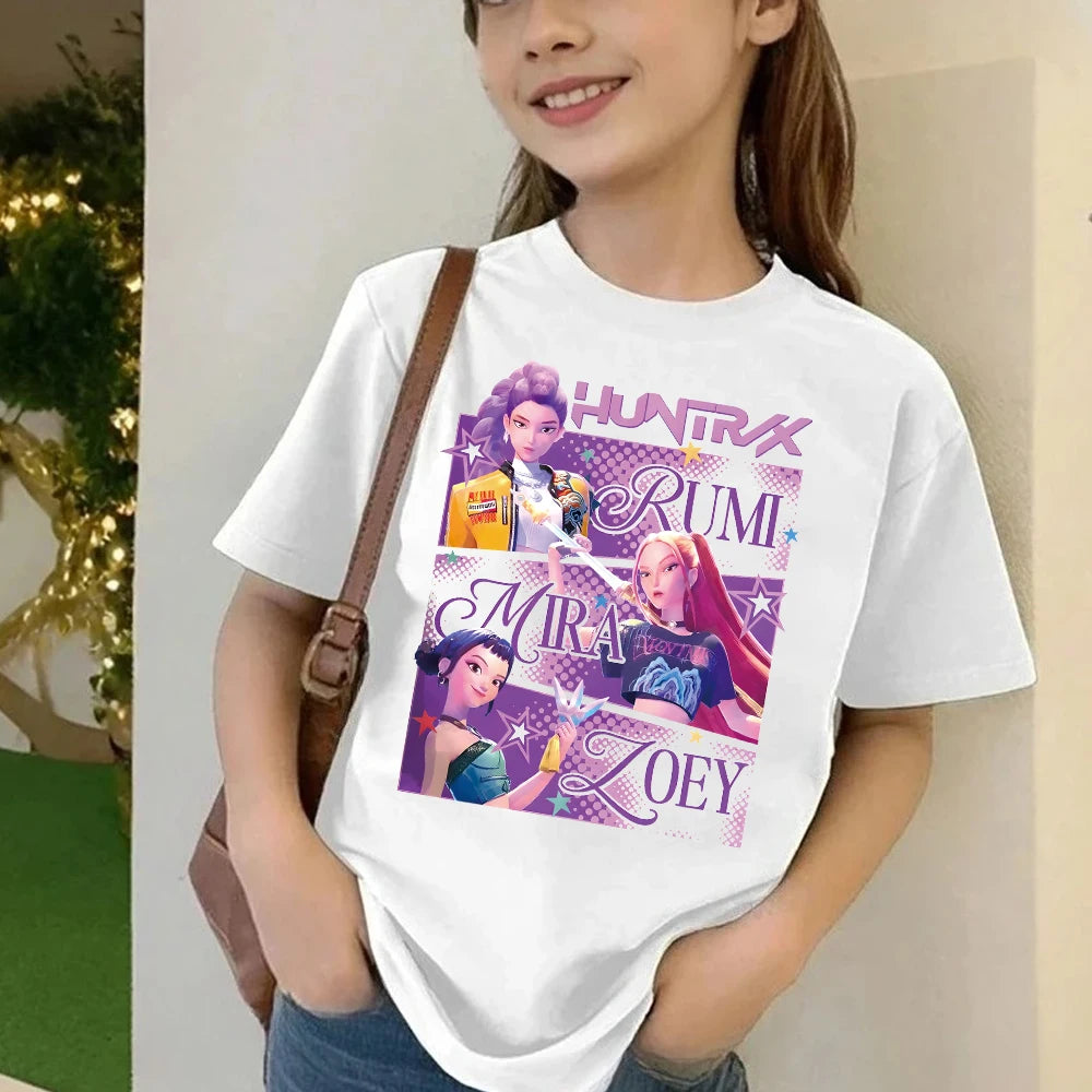 Camiseta Kpop Demon Hunters para niños, camiseta de manga corta para mujer, camiseta Saja para niños, camiseta Kpop Demon Hunters, ropa familiar para niños y niñas