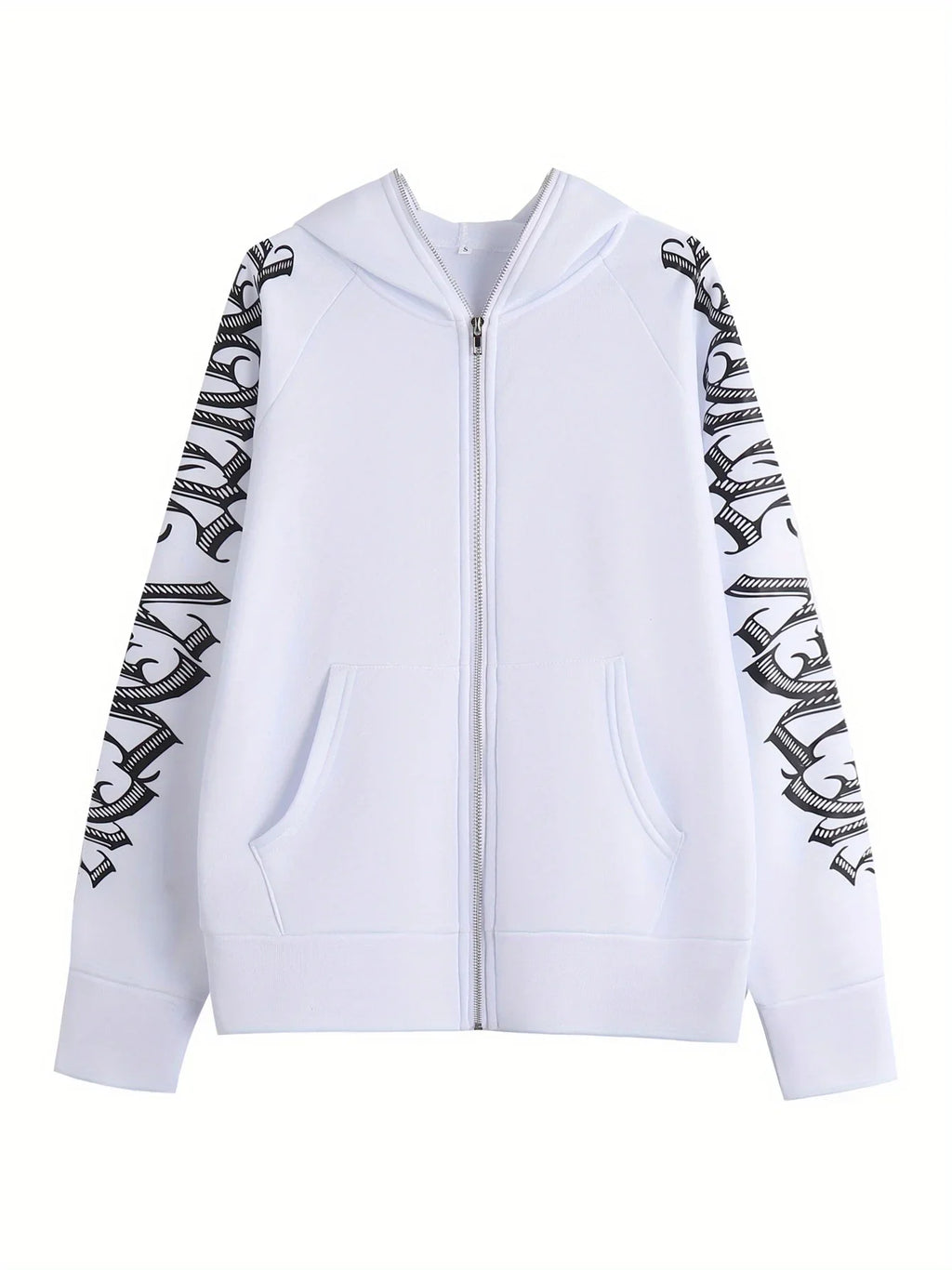 Sudaderas con capucha y cremallera de manga larga con estampado de letras, sudadera punk gótica Cyber Y2K, ropa de mujer