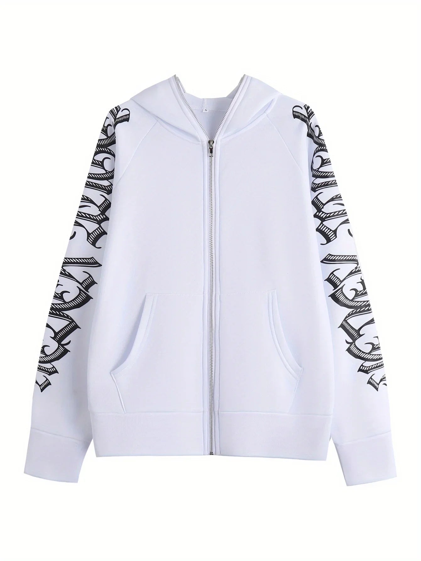 Sudaderas con capucha y cremallera de manga larga con estampado de letras, sudadera punk gótica Cyber Y2K, ropa de mujer