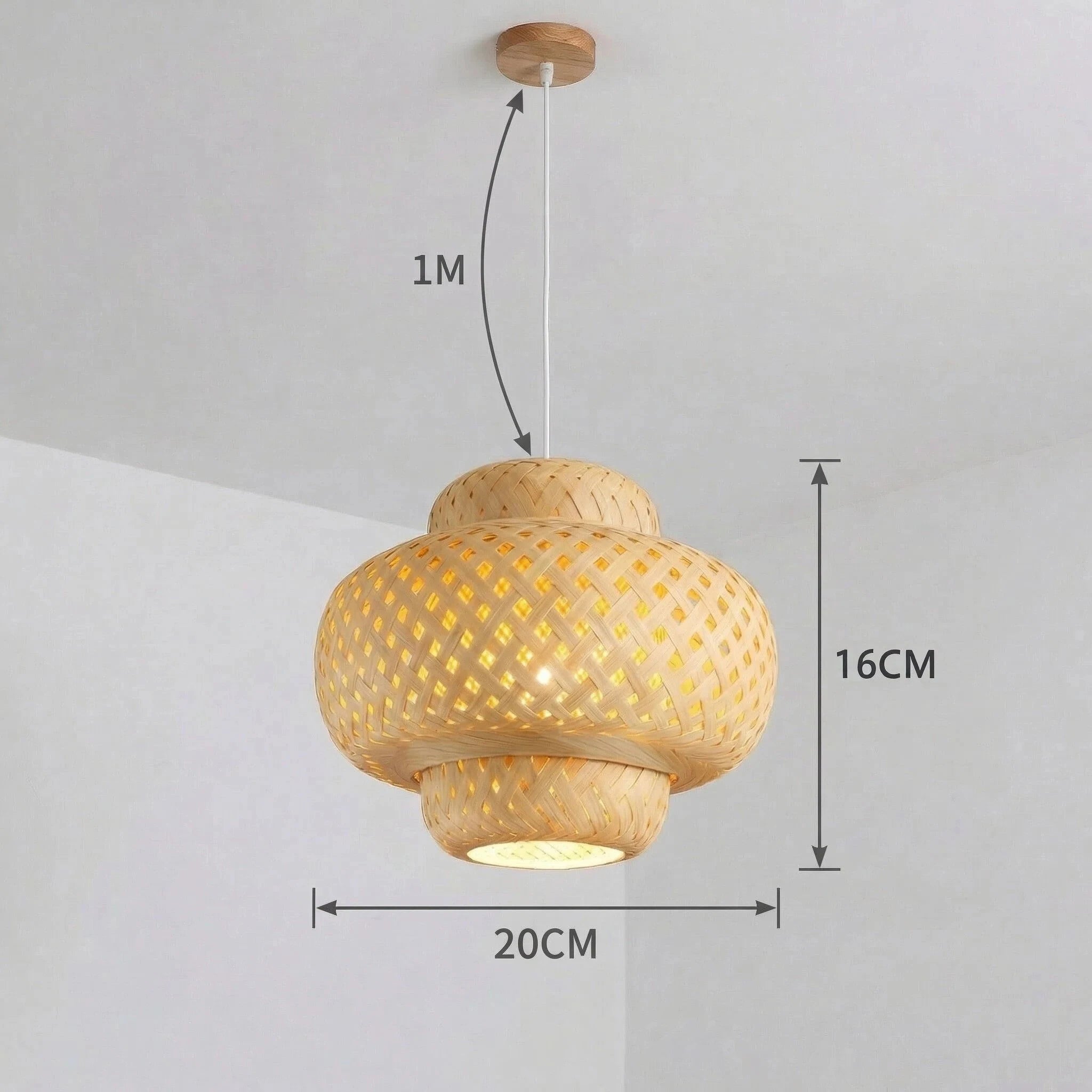 Lámpara colgante moderna de bambú, tejido a mano candelabro artístico, linterna para comedor, dormitorio y comedor, 30cm