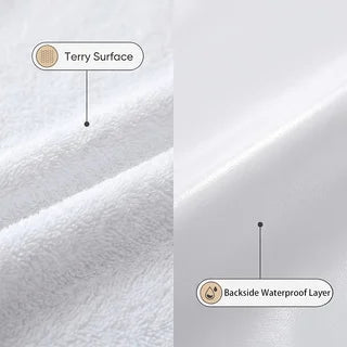 Protector de Colchón Impermeable 100% Algodón Terry, Cubre Colchón Transpirable de Algodón con Cintas Elásticas en las Esquinas
