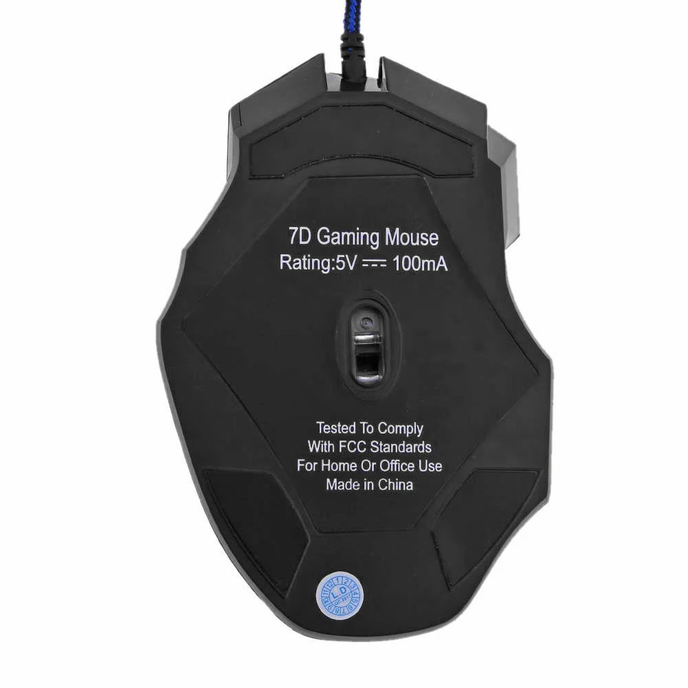 Ratón óptico con cable para juegos, periférico ergonómico retroiluminado con 7 botones, 5500 DPI, ajustable, para PC, ordenador de escritorio