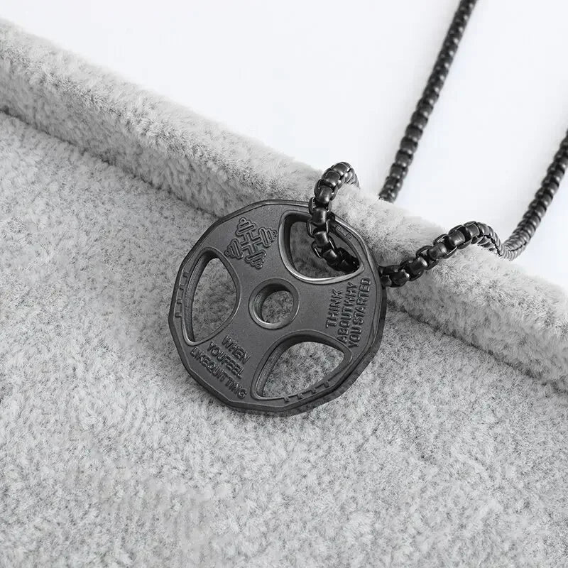 Colgante de mancuernas de levantamiento de pesas de acero inoxidable para hombre musculoso, collar de barra para culturismo, joyería deportiva para gimnasio para mujer