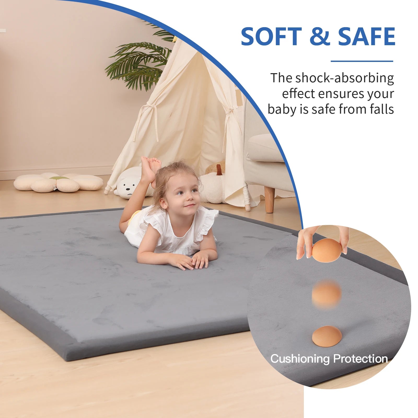 Huloosleep-alfombrillas de juego para gatear para bebé, 4 colores, antideslizantes, gruesas, de espuma suave, para actividades de bebé, gimnasio, alfombra para madre + niños
