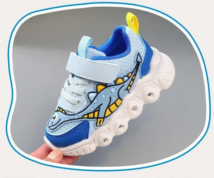 Zapatillas LED informales con bonitos dibujos para niños, zapatos para niñas, zapatos de iluminación transpirables de malla, zapato iluminado para bebés