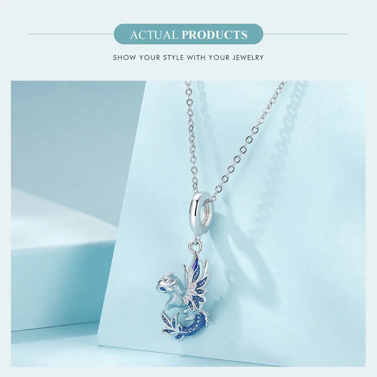 WOSTU-Colgante de estrella de dragón volador esmaltado de Plata de Ley 925, colgante de corazón, amor, supermomo, compatible con pulsera DIY, regalo para el día de la madre