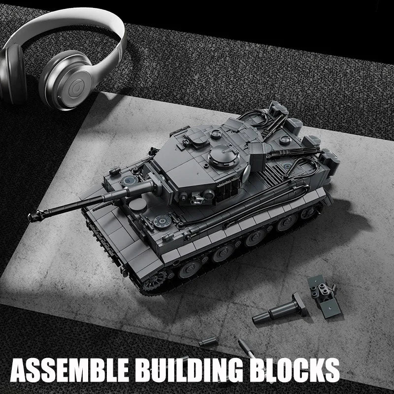 WW2 militar 1/28 escala Franz Staudegger Tiger tanque pesado conjunto de bloques de construcción guerra mundo 2 tanques de tigre modelo juguetes para niños regalos