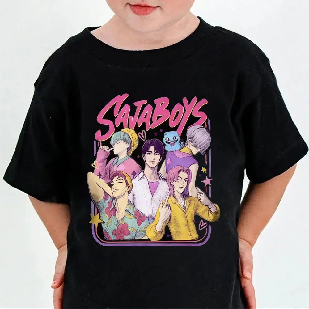 Camiseta Kpop Demon Hunters para niños, camiseta de manga corta para mujer, camiseta Saja para niños, camiseta Kpop Demon Hunters, ropa familiar para niños y niñas