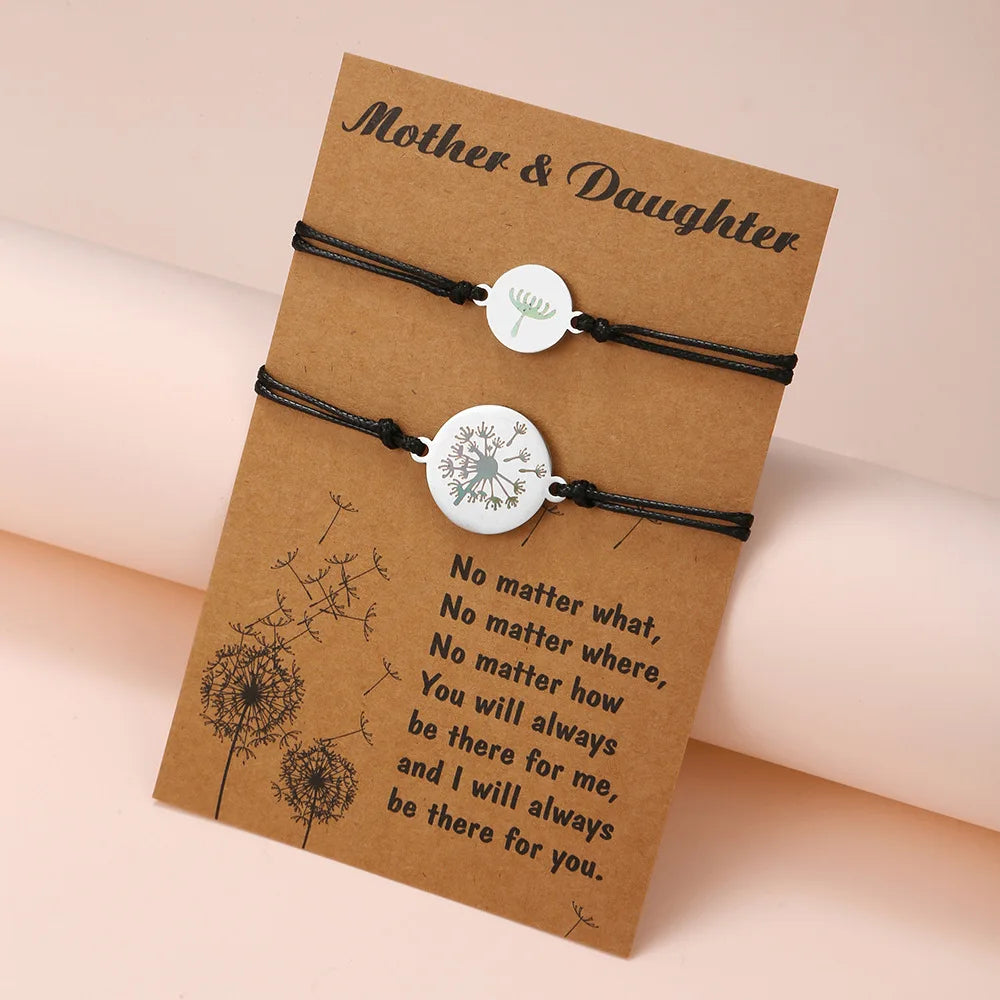 Pulsera de pareja para mujer, cadena de cuerda trenzada hecha a mano, corazón de madre e hija, pulseras con dijes, regalo de joyería de hermana de la amistad de la suerte