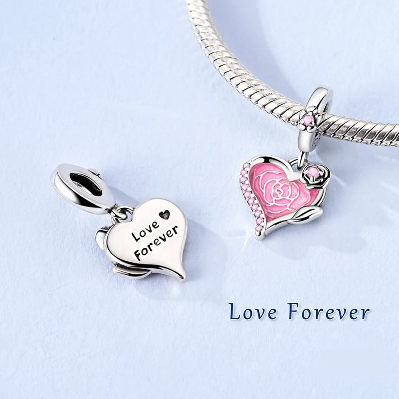 Abalorio de Plata de Ley 925 con Forma de Corazón y Cielo Estrellado, Abalorio Familiar de Madre, Hija e Hermana, Compatible con Pulseras, Colgante, Joyería DIY para Mujer, Regalo