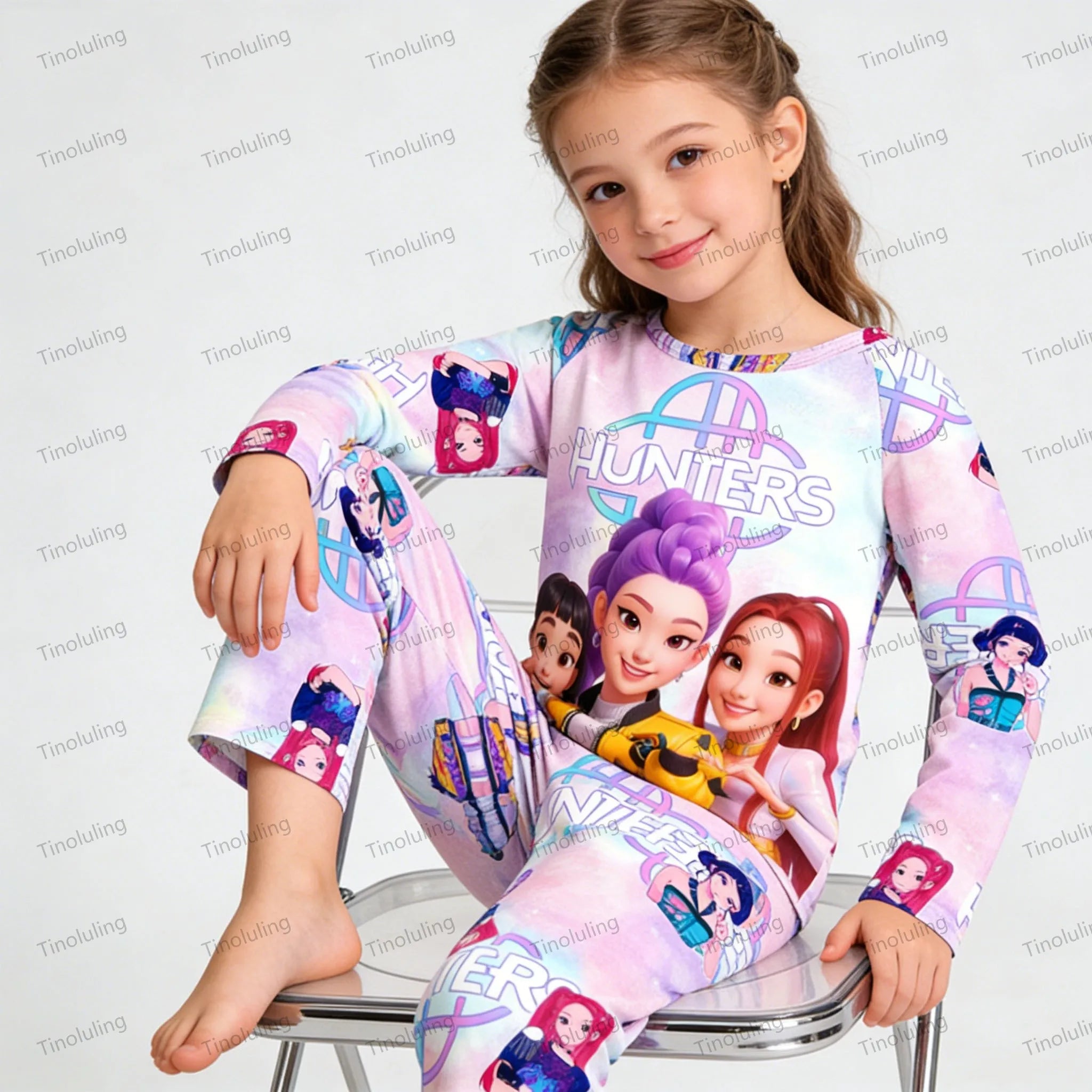 2 unid/set conjunto de pijamas para niño niña niños de 3 a 4 5 6 7 8 9 10 11 12 años de manga larga Kpop Demon Hunters Pijama ropa para niños