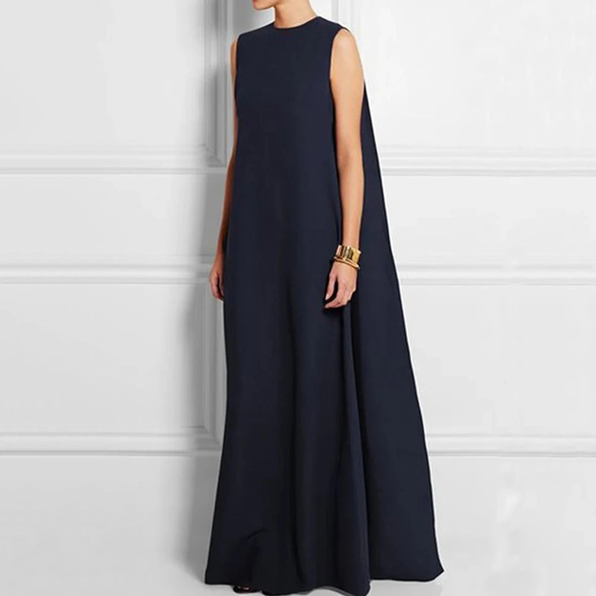 Vestidos de Fiestas Elegantes Mujer Vestidos largos sin mangas de color sólido con espalda en V para vestidos largos casuales
