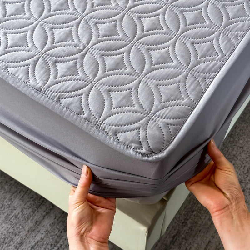 1 pieza de sábana ajustable de lujo, ultrasuave, cómoda e impermeable, y funda de colchón gruesa (funda de almohada no incluida), juego de ropa de cama de color liso, funda de colchón todo incluido, agradable para la piel
