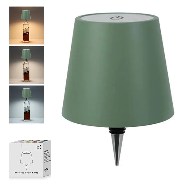 Lámpara de mesa inalámbrica para botellas, Control táctil de 3 colores y lámpara de noche con atenuación continua para Bar, botellas de vino, decoración de luces de escritorio