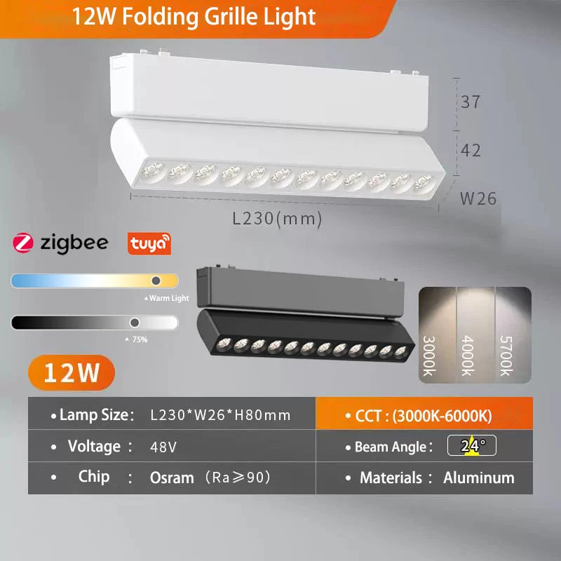 Sistema de luz de pista magnética de montaje en superficie de techo regulable Tuya Zigbee inteligente fino de 6MM lámpara delgada blanca y negra segura DC48V para el hogar