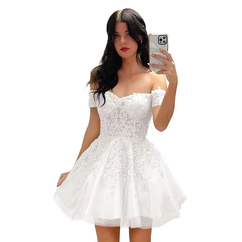 Vestido de Fiesta Corto para Mujer, Elegante, 2025, Encaje Negro, Ajustado, Vestido de Noche, Talla Grande, Quinceañera