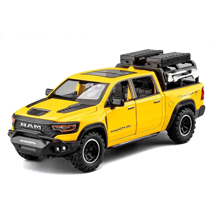 1:32 Dodge RAM Mammoth camioneta todoterreno aleación coche de juguete modelo sonido y luz colección regalo para niños chico