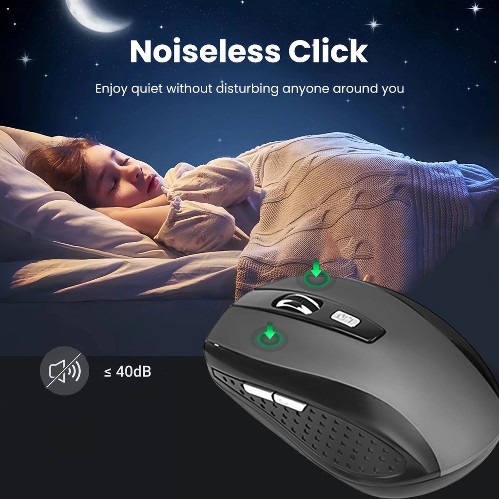 Ratón inalámbrico 2,4G, ratón silencioso, ratón óptico portátil para oficina, 1600 niveles de DPI ajustables para Notebook, PC, portátil, MacBook