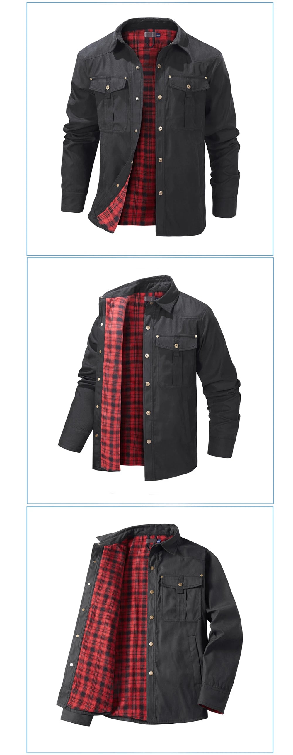 Primavera otoño hombres camisa de franela a cuadros chaqueta Casual hombres Retro solapa algodón camisas cálidas hombres chaqueta cortavientos táctica ropa