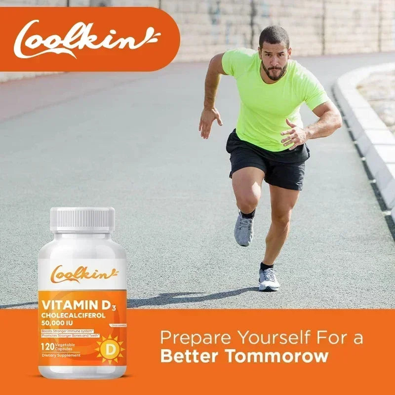 Vitamina D3 50000IU: salud muscular, huesos fuertes y salud del sistema nervioso, apoyo a la inmune