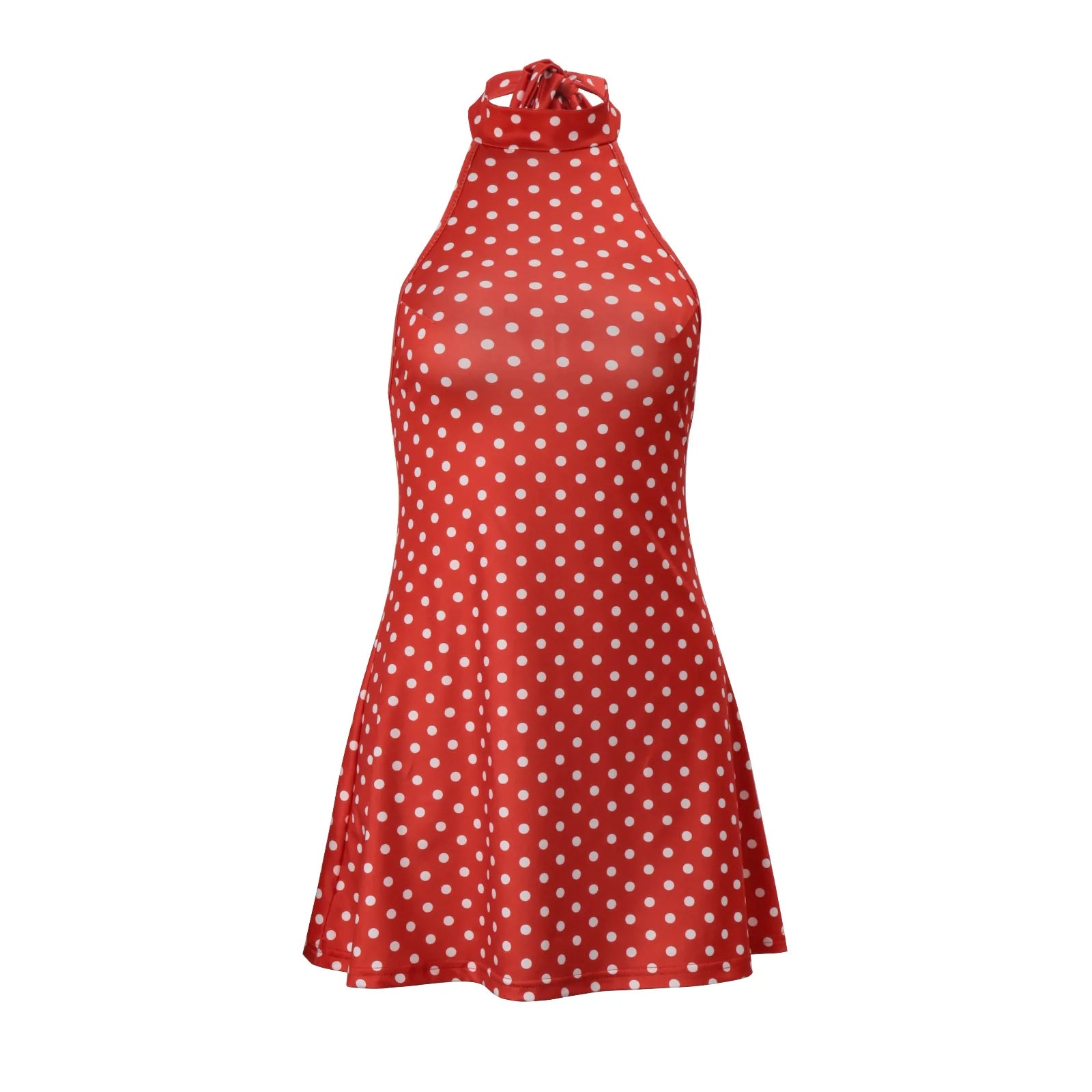Elegante Vestido Mini de Puntos con Hombros Descubiertos para Mujer, Sin Mangas, Espalda Descubierta, Cintura Alta, Estilo Y2K, Moda de Verano, Vestido de Fiesta para Club