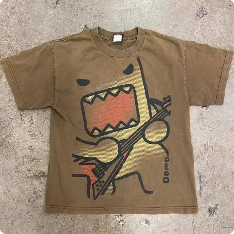 Y2k-Camiseta con estampado de texto para mujer, cuello redondo, montado en la calle, Harajuku, corte Retro Simple, hermosa camiseta informal Kawaii, 90' S