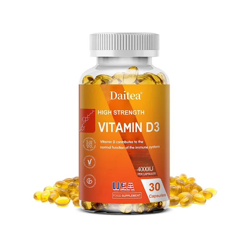 Cápsulas de vitamina D3 4000IU proporcionan inmune, apoyo óseo, promover la absorción de calcio, promueve la salud muscular, el sistema nervioso