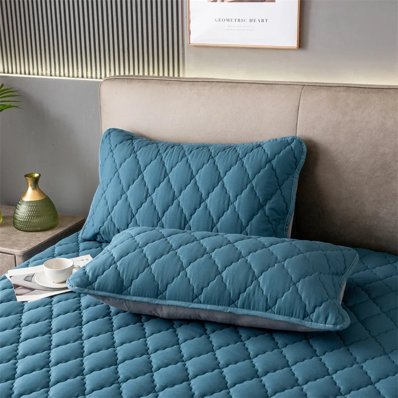Funda de almohada impermeable acolchada de algodón cepillado, juego de una sola pieza/2 piezas, funda de almohada suave y transpirable para dormitorio y cama