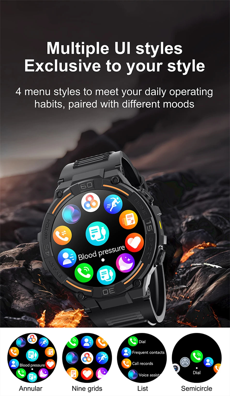 Reloj inteligente militar resistente al aire libre para hombres, GPS, deportes, Fitness, resistente al agua, llamada Bluetooth con luces LED, reloj inteligente