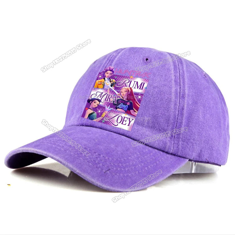 Gorras de Béisbol Retro Lavadas KPop Demon Hunters para Mujer y Niña, Gorras Snapback, Sombreros para el Sol, Gorra con Visera para Viajes al Aire Libre, Gorra Hip Hop Dad Hat