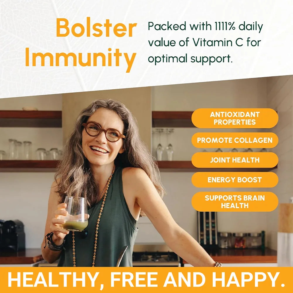 Vitamina C con caderas rosas y acérola |   1000mg |   Función inmune saludable de liberación temporizada en dos etapas, soporte para la piel, el cabello y las uñas |   No OGM