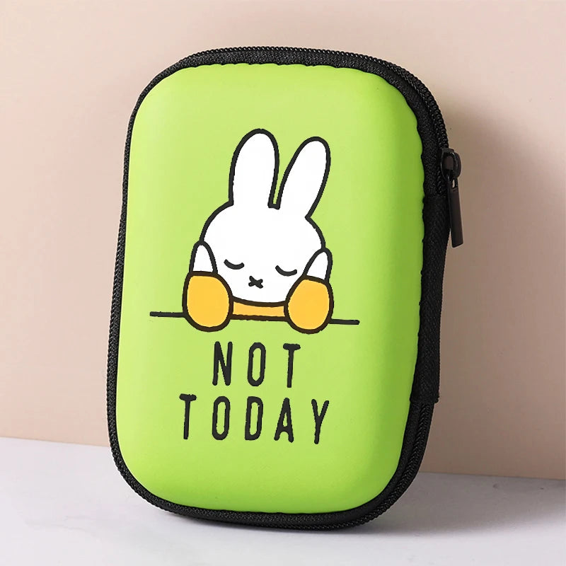 Caja de Almacenamiento para Cables de Carga con Diseño de Conejito Miffy, Organizador de Cables de Datos y Auriculares de Viaje, Estuche para Monedas y Llaves para Mujer