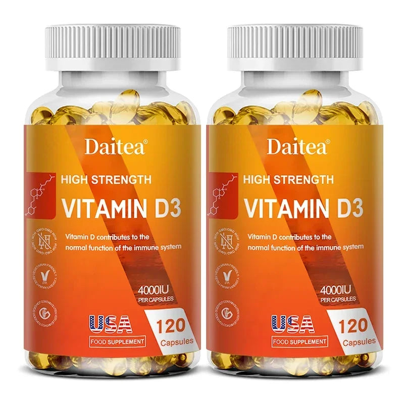Cápsulas de vitamina D3 4000IU proporcionan inmune, apoyo óseo, promover la absorción de calcio, promueve la salud muscular, el sistema nervioso